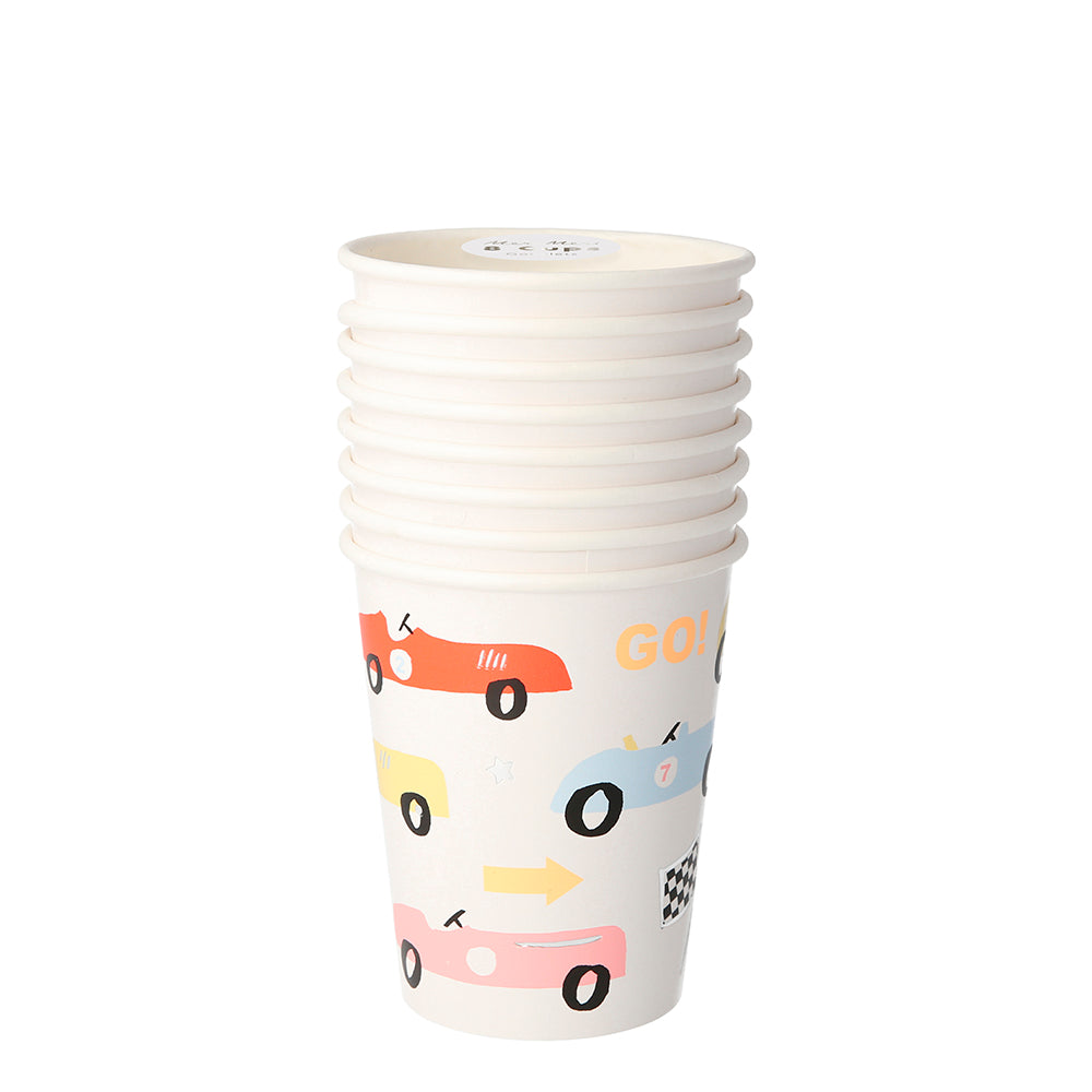 Vasos Autos de Carreras (8 unidades) Meri Meri