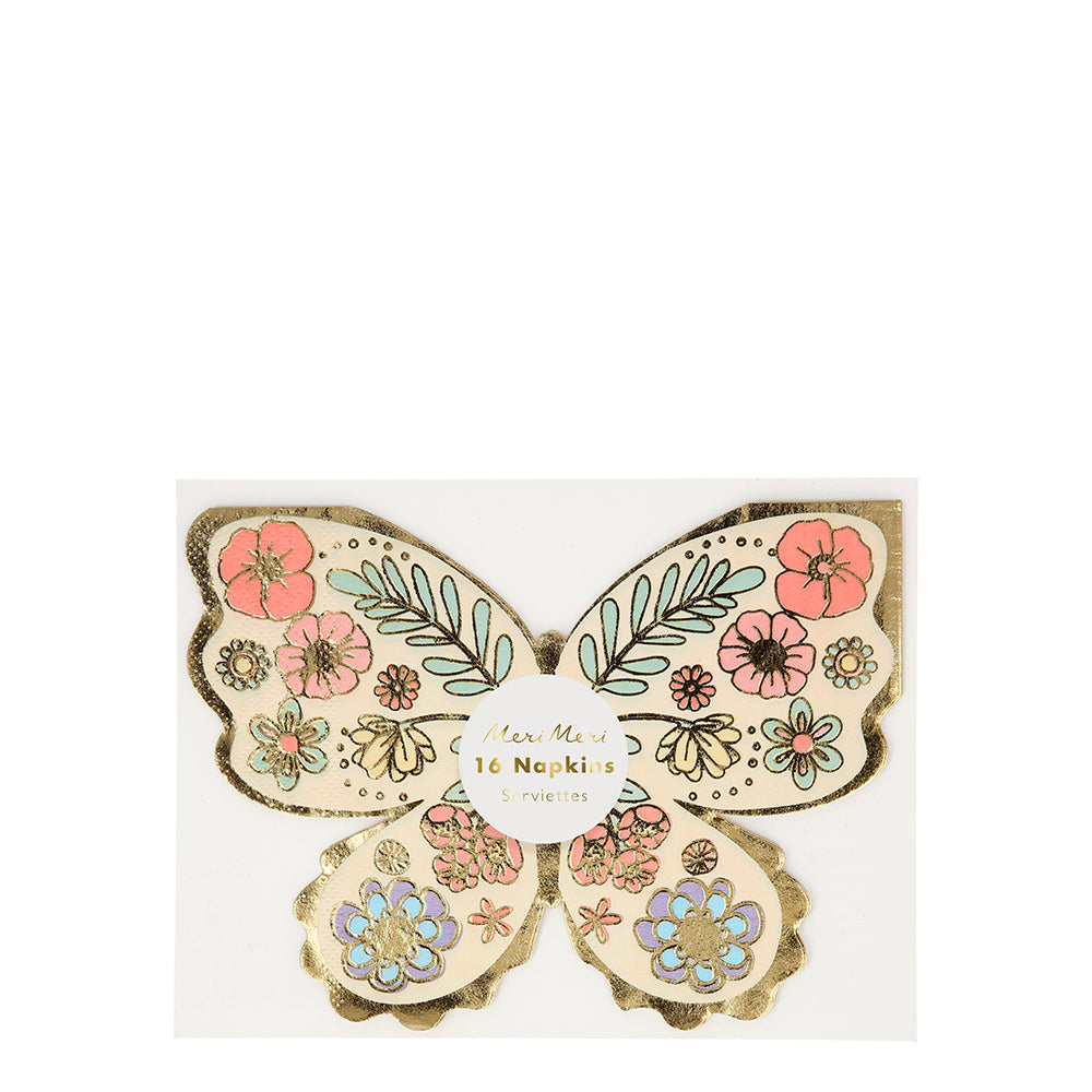 Servilletas con forma de mariposas florales Meri Meri