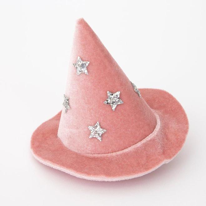 Mini corona con clip - gorro de bruja rosado Meri Meri