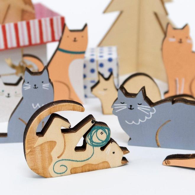 Calendario de Adviento gatos de madera Meri Meri