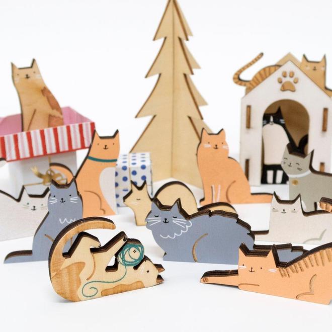 Calendario de Adviento gatos de madera Meri Meri