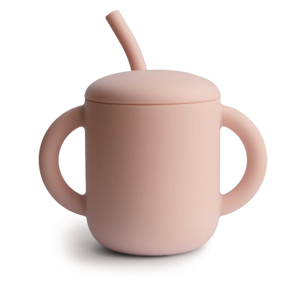 Vaso con Bombilla Mushie Blush