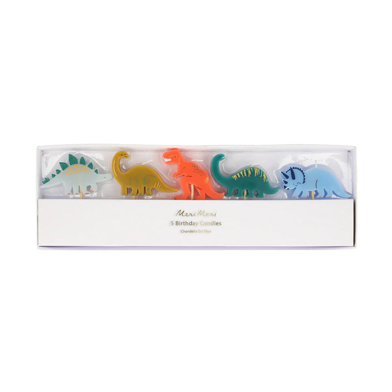 Velas con forma de dinosaurios coloridos Meri Meri