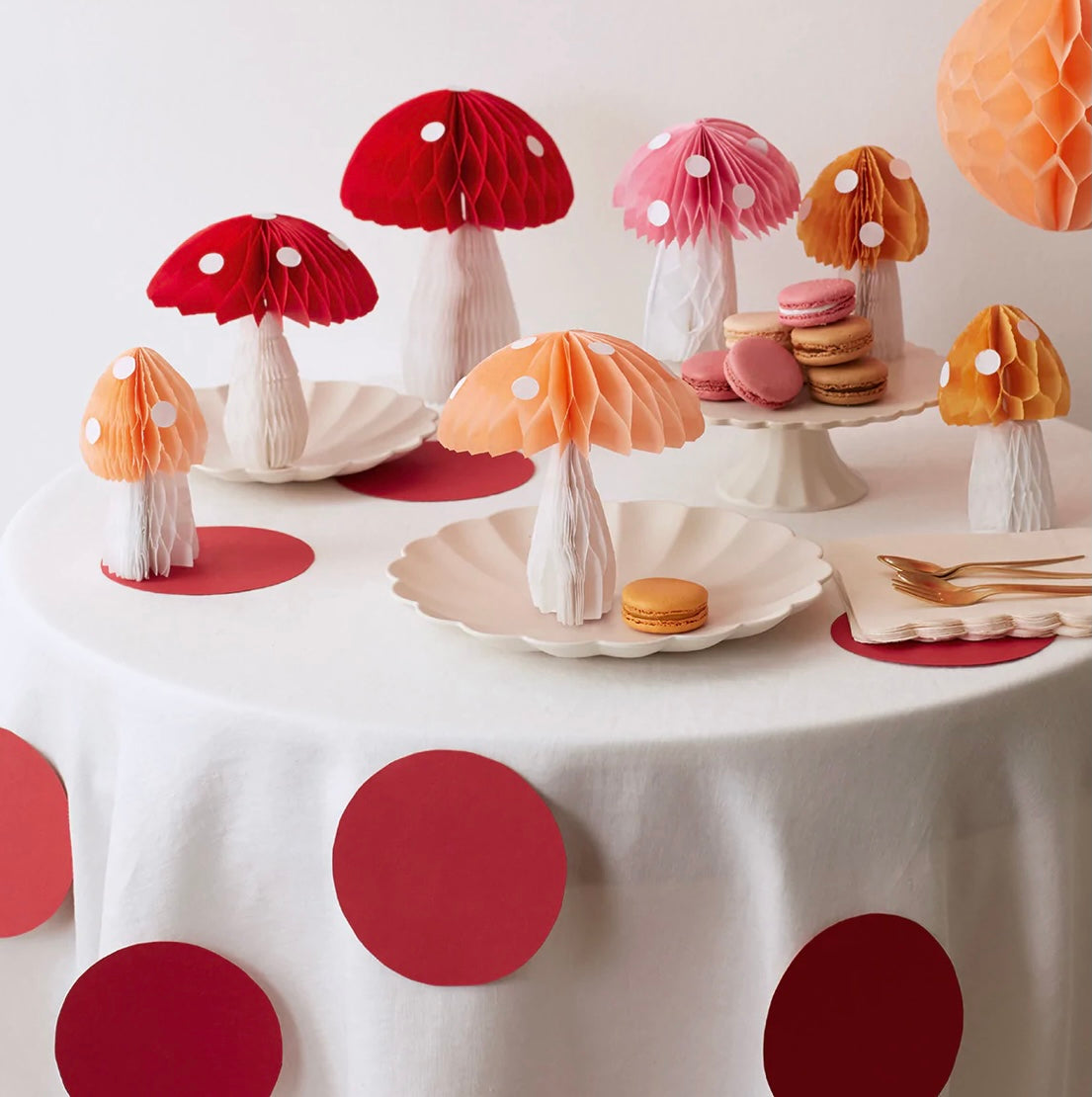 Decoraciones Setas de Honeycomb Balls 10 Unidades Meri Meri
